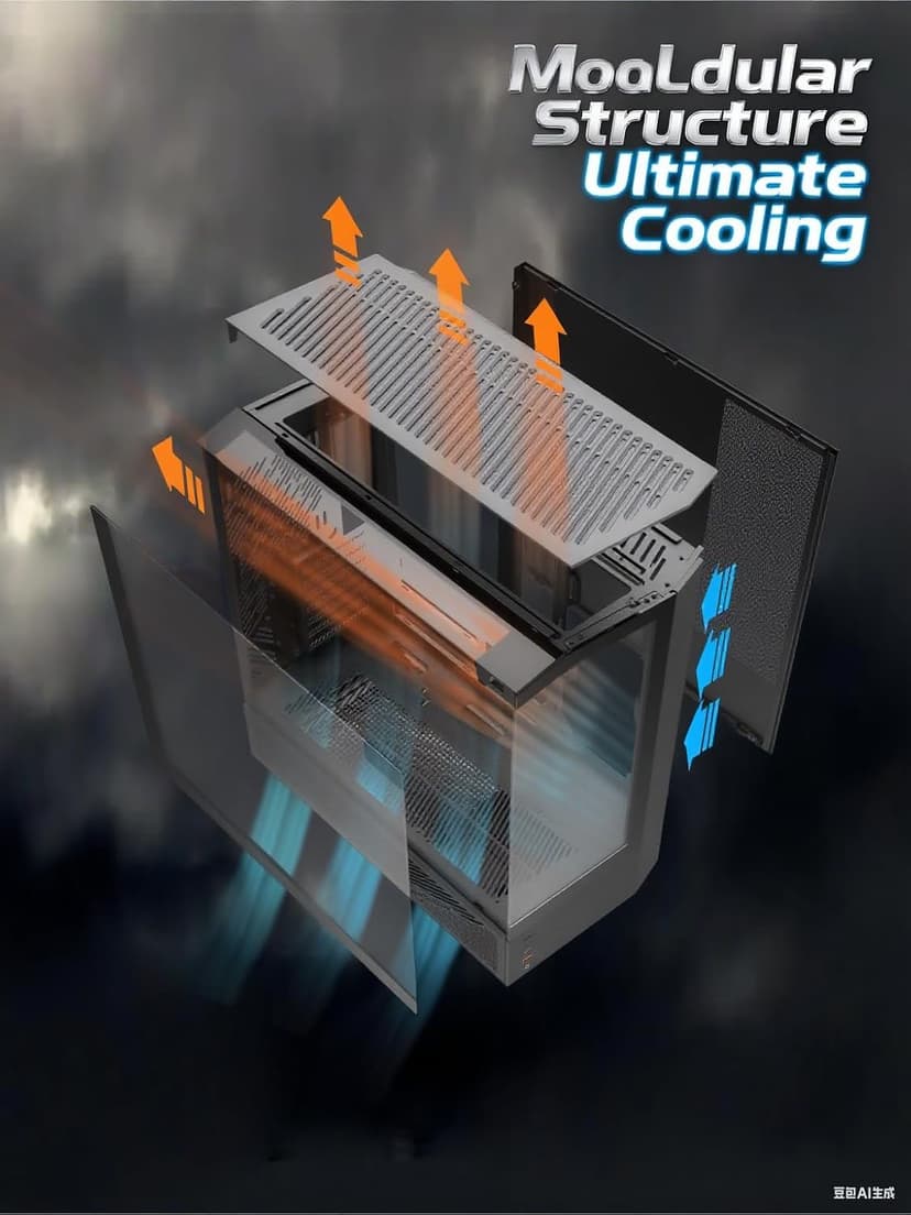 darkFlash DY460 ATX Full-Tower PC Gaming Case, High Airflow, 4×ARGB PWM Fans Included, 330° Full-View Tempered Glass, Separate PSU chamber, Supports RTX 5090 up to 400mm, 360mm Radiator Support, Black