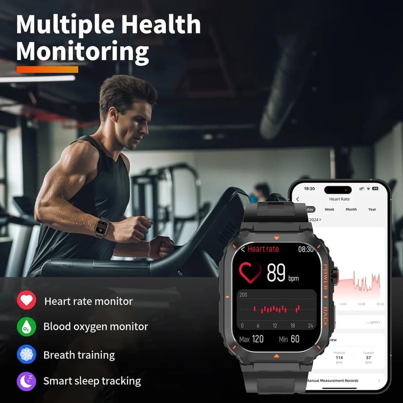 Military GPS Smart Watch for Men with Offline Map/Air Pressure/Altitude/Compass,smart Watch for Android Phones and iPhone,Waterproof Fitness Tracker with Blood Oxygen/Heart Rate/Sleep/100+ Sport Modes