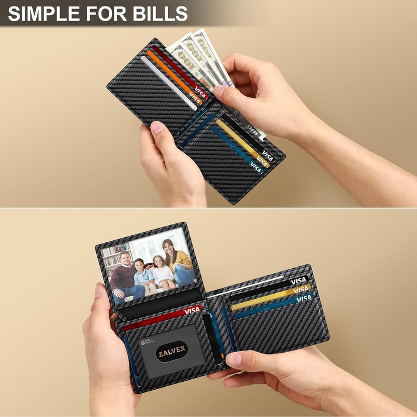 14 Cards Bifold Minimalist Thin Wallet with 2 ID Windows & Cash Slot Front Pockt Carteras Para Hombres Birthday Gifts for Men ZALVEX Wallet for Men Slim RFID Blocking Leather Credit Card Holder Wallet B0FPQ5H6BT
