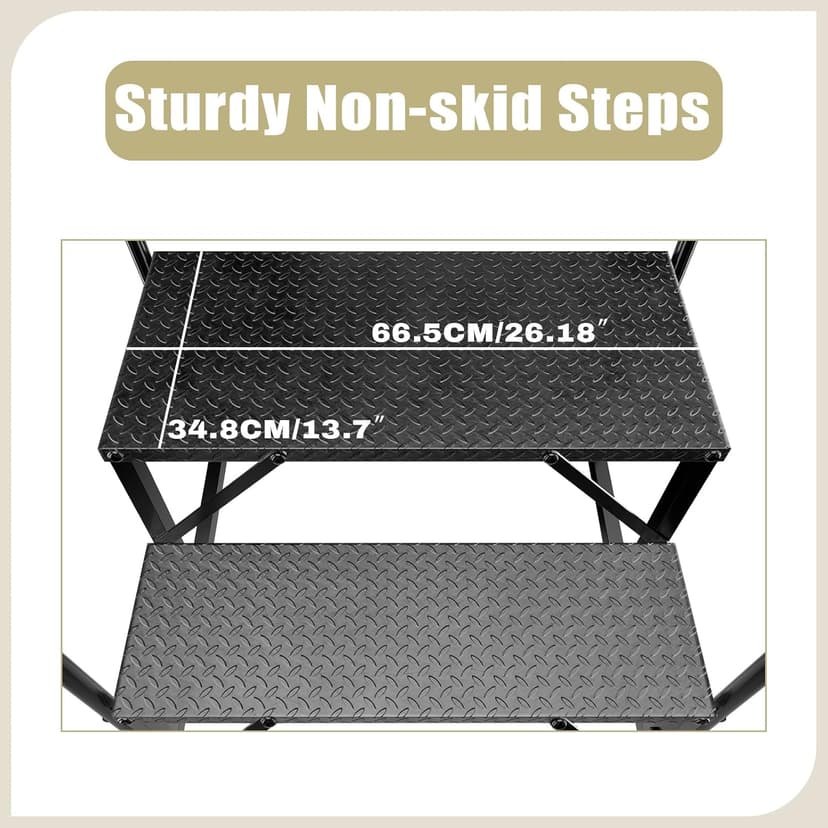 Step Ladder, 6 Step Stool with Handle, Heavy Duty Pool Ladder Above Ground 660Lbs, Camper Steps Outdoor Steps RV Stairs for Reaching High, Portable Home Stairs for Travel Trailer