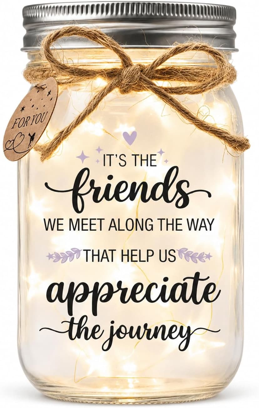 Birthday Gifts for Friend Women, Christmas Thanksgiving Gift for Her and Long Distance Friends Best Friend Gift for Women, Friendship Gifts for Women, Mason Jar Light B0H3JZHMVG
