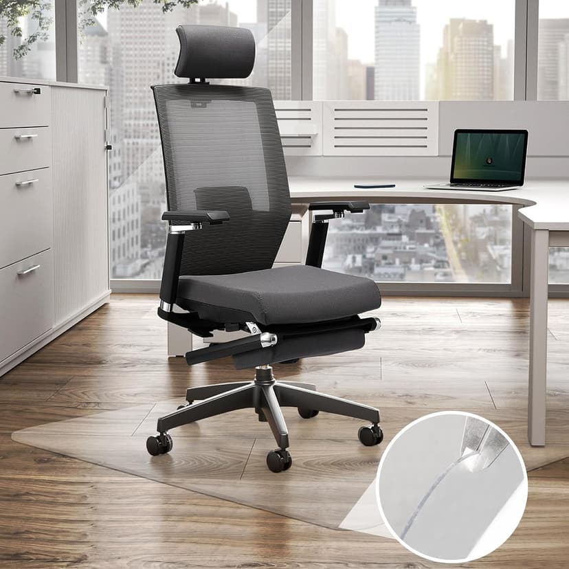 Office Chair Mat for Hard Floors,36"x48" Desk Mat for Chair for Hardwood Floor,Non-Slip Hard Floor Protector Desk Chair Mat for Home,Vinyl Floor Mat for Kids & Pets - Not for Carpet (Clear)