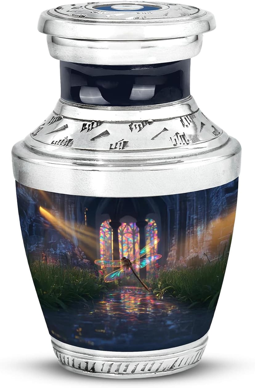 Dragonfly Memorial Keepsake Cremation Urns for Human Ashes for Men - Black Funeral Memorial Urn Small - Miniature Burial Ash Holders - Remembrance Gift for Loss of Mom & Dad (3 Inch) B0FBW9W8WP