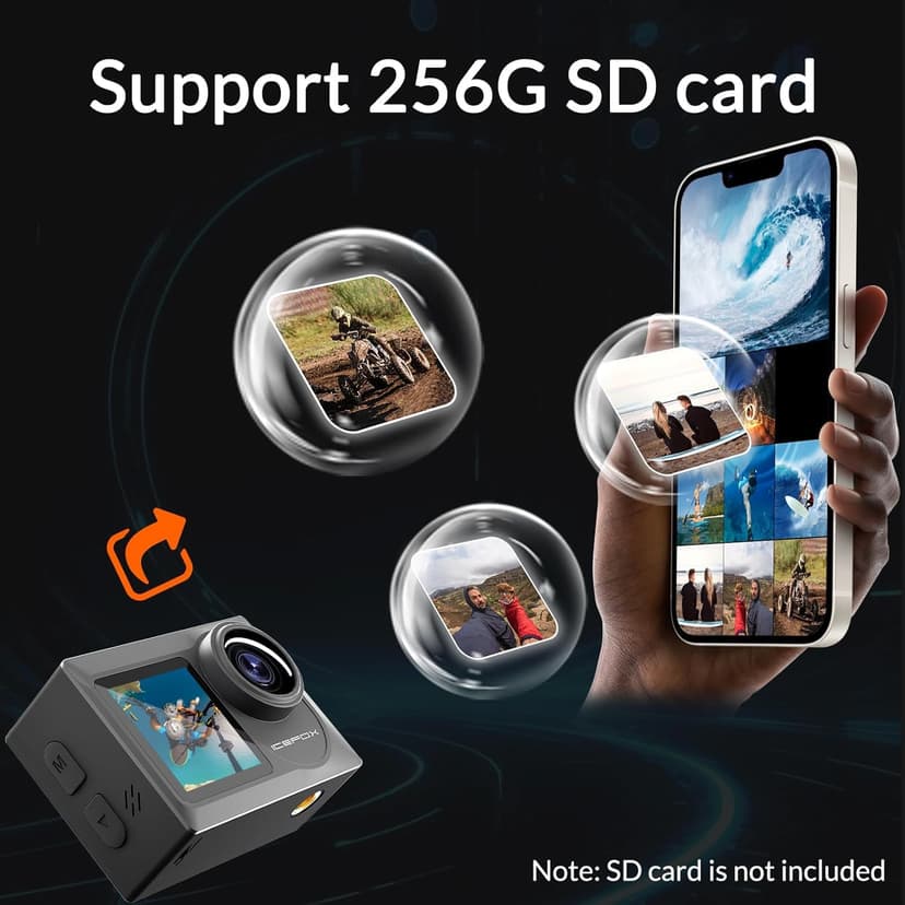 icefox i8 20MP 5X Zoom Action Camera with EIS, WiFi Remote Control, Waterproof Underwater Camera for Snorkeling Cycling Vlogging