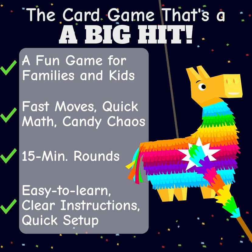 3, 2, 1, Piñata! – Fun Family Card Game for Kids & Adults – Fast-Paced Party Game for Game Night – Ages 7+, 2-5 Players – Portable Travel Game