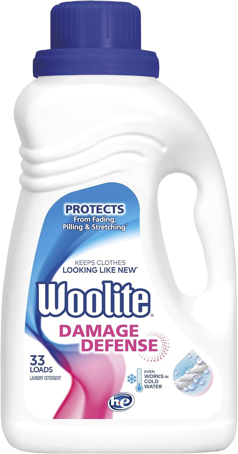 Woolite Damage Defense Laundry Detergent, 33 Loads, 50 Fl Oz, Regular & HE Washers, Packaging May Vary