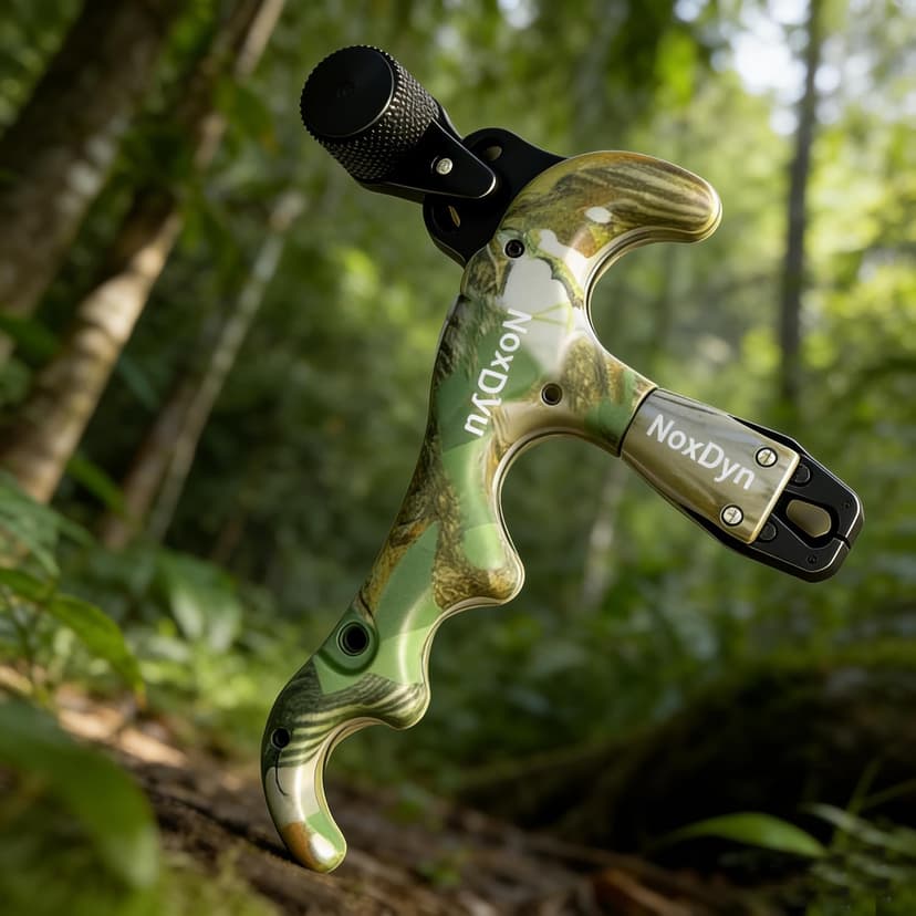 Archery Bow Release for Compound Bow, 4-Finger Adjustable Sensitivity Thumb Release Aid, 360° Rotatable Head for Hunting and Target Practice (Camouflage)