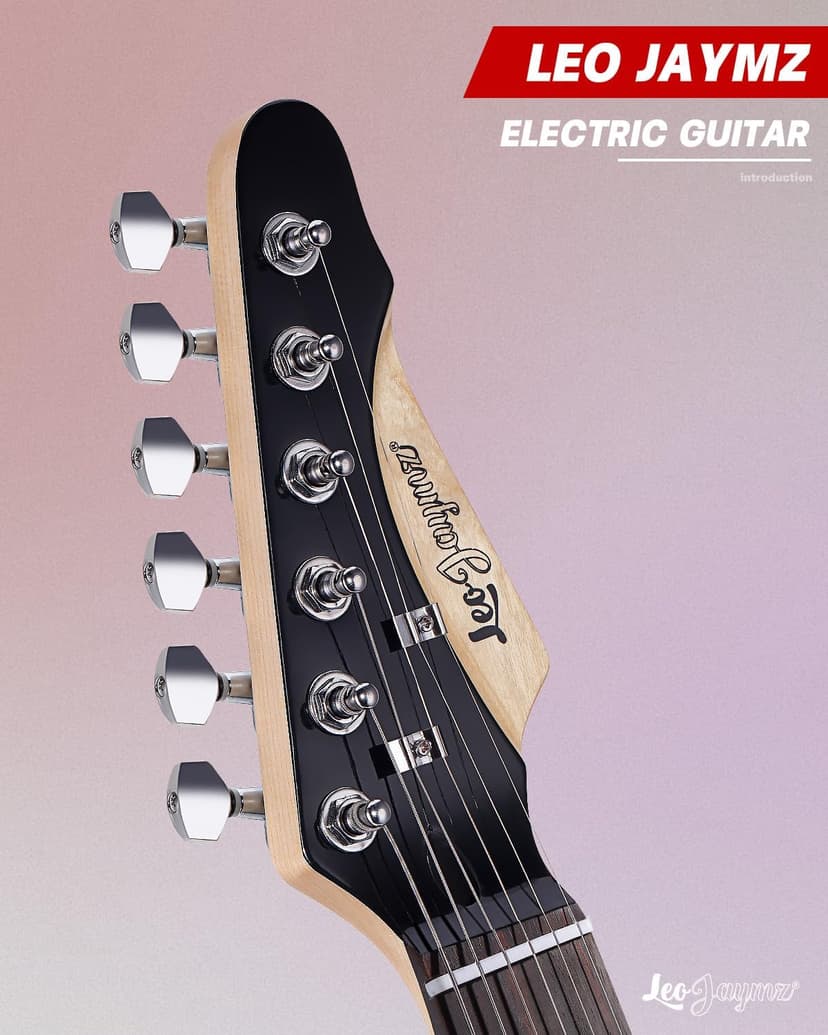 Leo Jaymz 39" Full Size ST Style Electric Guitar Starter Kit with SSH Pickup, 5W Portable Amp, Tuner, Gig Bag, Strap & Accessories (Red Ocean 5W)