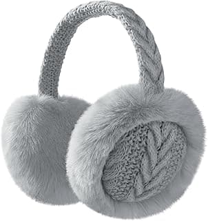 Clothirily Winter EarMuffs for Women, Faux Fur Warm Ear Muffs for Winter, Foldable Ear Covers, Fuzzy Ear Warmers for Women
