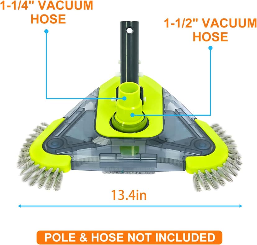Sepetrel Upgrade Pool Vacuum Head with Side Brush & Universal Rotatable Hose Adapter,Weighted Triangular Shape(Safe for Vinyl Liner Pool)