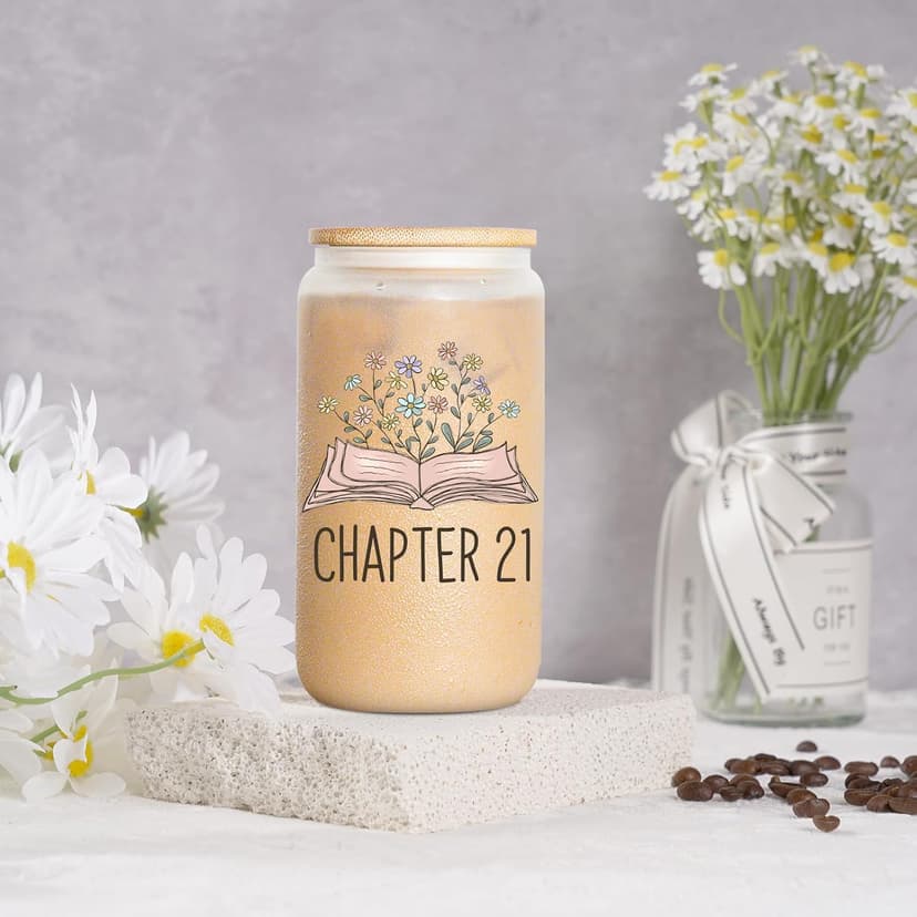 Birthday Gifts for 21 Year Old Female Friend, 2005 Daughter Turning 21, Happy 21st Bday Gifts Idea, 16oz Glass Coffee Tumbler Coolife Chapter 21 Cup, 21st Birthday Gifts for Women Her, 21 year old Girl B0F37WPTCQ