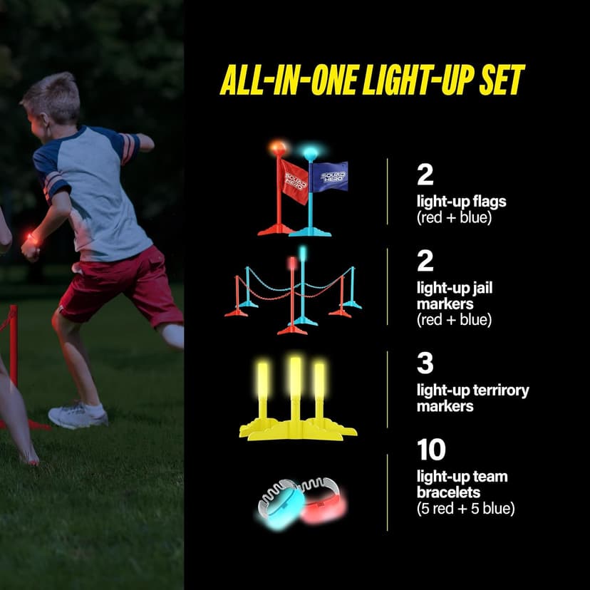 Capture the Flag Glow in the Dark Game Set - Yard Outdoor Games for Kids Ages 8, 10, 11, 12 Old - Fun Lawn Summer Family Game for Boys & Teen Boys,- Birthday Gifts - Camping and Backyard Adventures B0F9XHZSKG