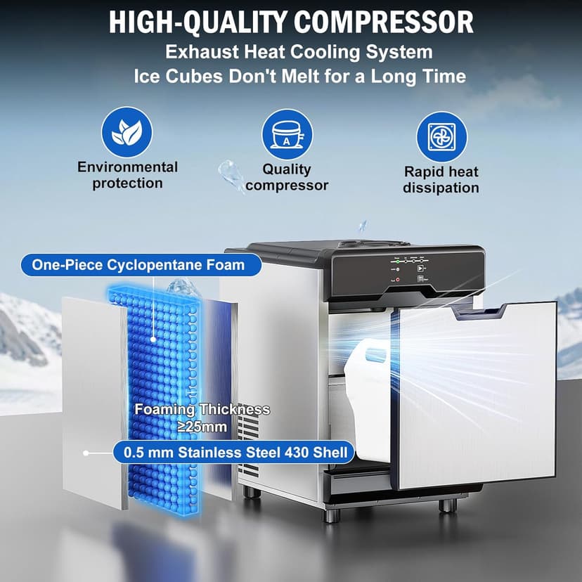 Nugget Ice Maker, 80 LBS/Day with 15 LBS Storage Bin, Freestanding Undercounter Ice Maker Machine Stainless Steel, Soft Chewable Pellet Ice Machine for Home Bar Kitchen Office, Self-Cleaning