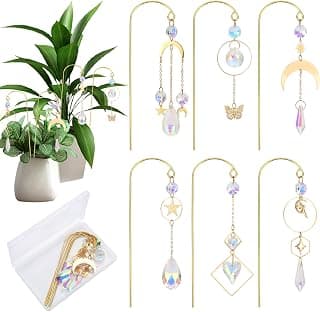 Garden Suncatchers Plant Stakes for Indoor Plants Decorations for Pots Sun Catchers Home Indoor Windows Hanging Crystal Suncatcher, 6pcs Small Trellis for Potted Plants Accessories Indoor B0FPCMC464