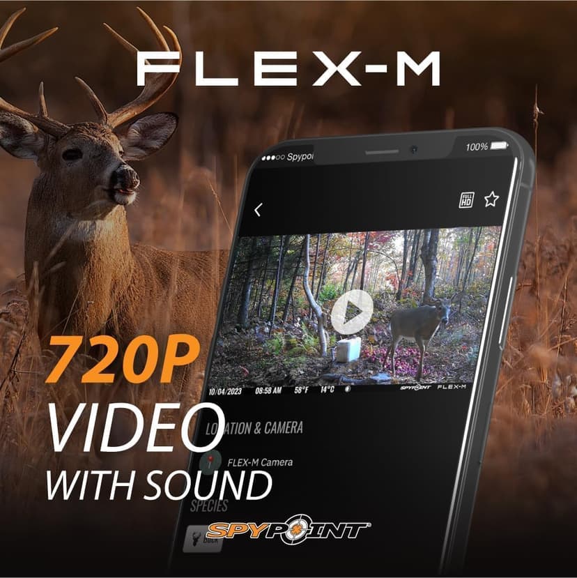 SPYPOINT Flex-M Twin Pack Cellular Trail Cameras - 2 SD Cards Included, Best Hunting Accessories, No WiFi Needed, GPS, Night Vision, IP65 Water-Resistant, 28MP Photos, & 720p Videos + Sound (2)