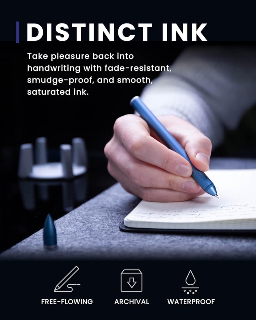 Vertically Standing Executive Ballpoint Pen with Top Grade Free-Flowing Ink Refill, Metal Made, Unique Gifts, Men Gifts Ideas novium Hoverpen - Luxury Pen for Men & Women, Midnight Blue B08VHS748C