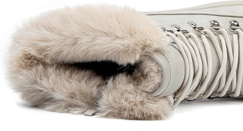 Chaoslook Womens Snow Boots Waterproof Leather Fur Lined Winter Warm Boots for Women Comfortable Platform Lace up PU Fashion Ankle Booties