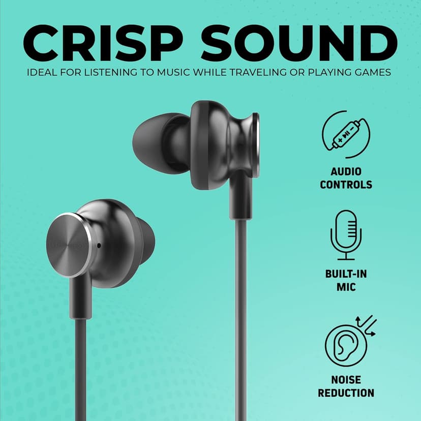 CHARGEWORX Wired Earbuds with USB-C Connector and Built-in Microphone, Corded Earphones with Noise Reduction, High-Def Stereo Sound, in-Line Audio Control, Compatible with Apple and Samsung Devices