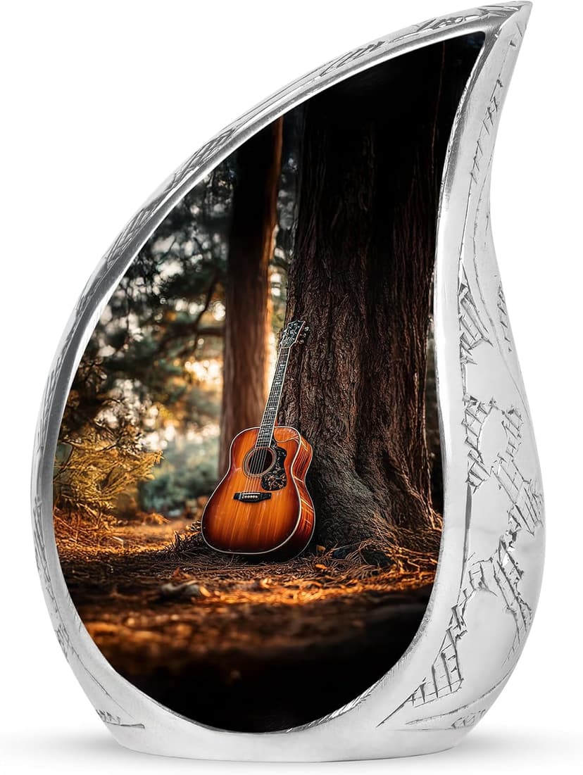 Guitar Urn for Kids Brown Drop Funeral Urns for Ashes for Women & Man 3 Inch Mini Memorial Gift for Loss of Mom Guitar Brown Drop Mini Urn for Kids Ashes Memorial Gift 3 Inch B0FV8VHR7N