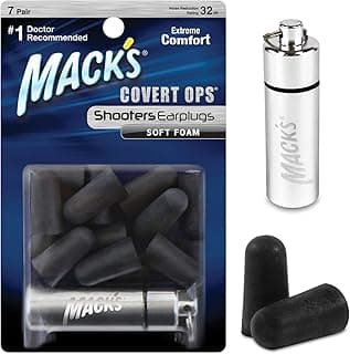 Mack's Covert Ops Soft Foam Shooting Ear Plugs, 7 Pair Plus Travel Case - 32 dB High NRR, 37dB SNR - Comfortable Earplugs for Hunting, Tactical, Target, Skeet and Trap Shooting