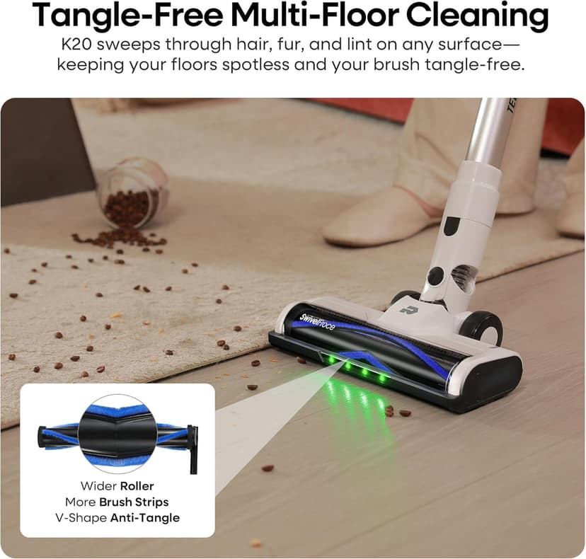 ElecKeys Cordless Vacuum Cleaner, 580W 48KPA 65Mins Vacuum Cleaners for Home, Self-Standing Anti-Tangle Vacuum with LED Display, Rechargeable, Lightweight, Cordless Vacuum for Floors/Pet Hair/Carpets