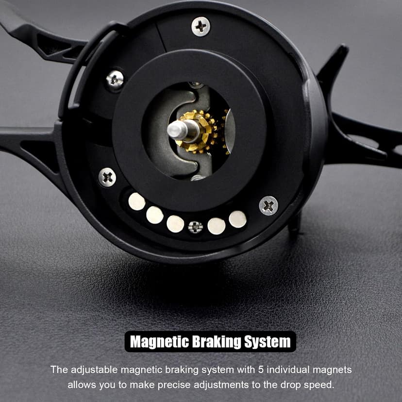 CAMEKOON Snow Fall 500 Inline Ice Fishing Reel, 3+1 Ball Bearings and 2.5:1 Gear Ratio, Magnetic Drop Speed Control, Free Spool Release Trigger, CNC-Machined Aluminum Spool, Smooth Carbon Drag
