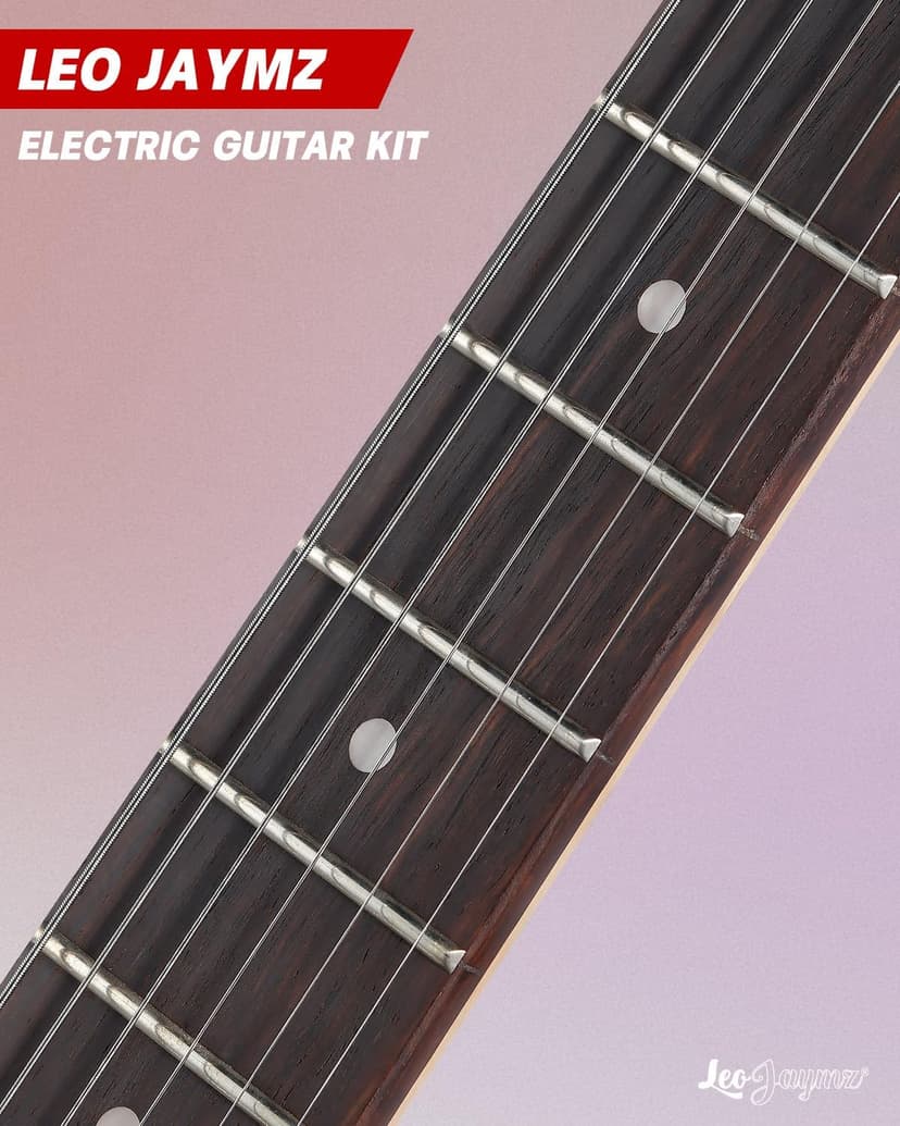 Leo Jaymz 39" Full Size ST Style Electric Guitar Starter Kit with SSH Pickup, 5W Portable Amp, Tuner, Gig Bag, Strap & Accessories (Red Ocean 5W)