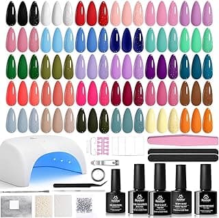 Beetles Gel Nail Polish Kit with U V Light -54 Pcs Gel Nail Kit Four Seasons Glow 32 Colors Set with Base Matte & Glossy Top Coat Soak Off Home Salon DIY Manicure Christmas Gifts for Women Teen Girls
