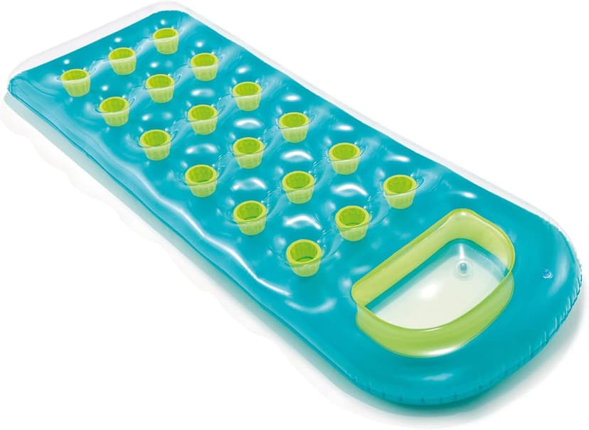 INTEX 59895EP 18-Pocket Suntanner Inflatable Pool Float Raft Lounger Swimming Mat, 74" X 28", 1 Pack, Colors May Vary