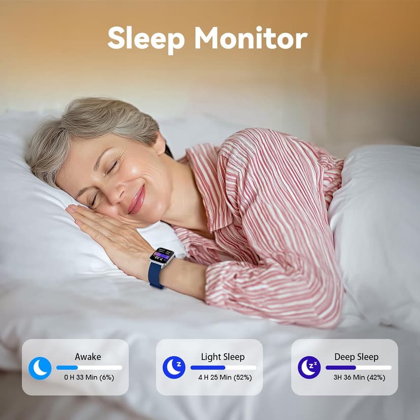DAVIKO Pedometer Watch Senior Friendly No App/Phone Required,Waterproof Fitness Tracker Watch with Heart Rate Sleep Monitor Activity Tracker, Step Counter for Walking, Smart Watches for Women Men