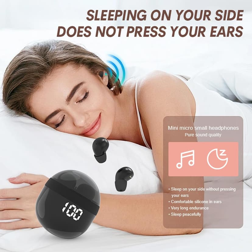 Yihou Invisible Small Mini Sleep Earbuds Headphones Wireless Bluetooth Comfortable Tiny Sleeping Smallest Low Profile Micro Discreet Hidden Kids Earbuds Ear Buds for Small Ear Canals Women Work