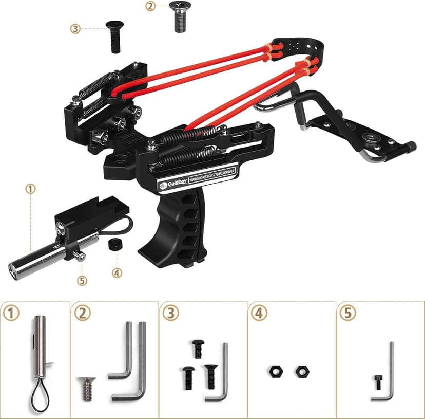 Goldboy Professional Slingshot, Wrist Rocket Slingshot with Red Beam Sight, Hunting Slingshot for Adults with 4 Rubber Bands Replacement and 220 Ammo for Adults