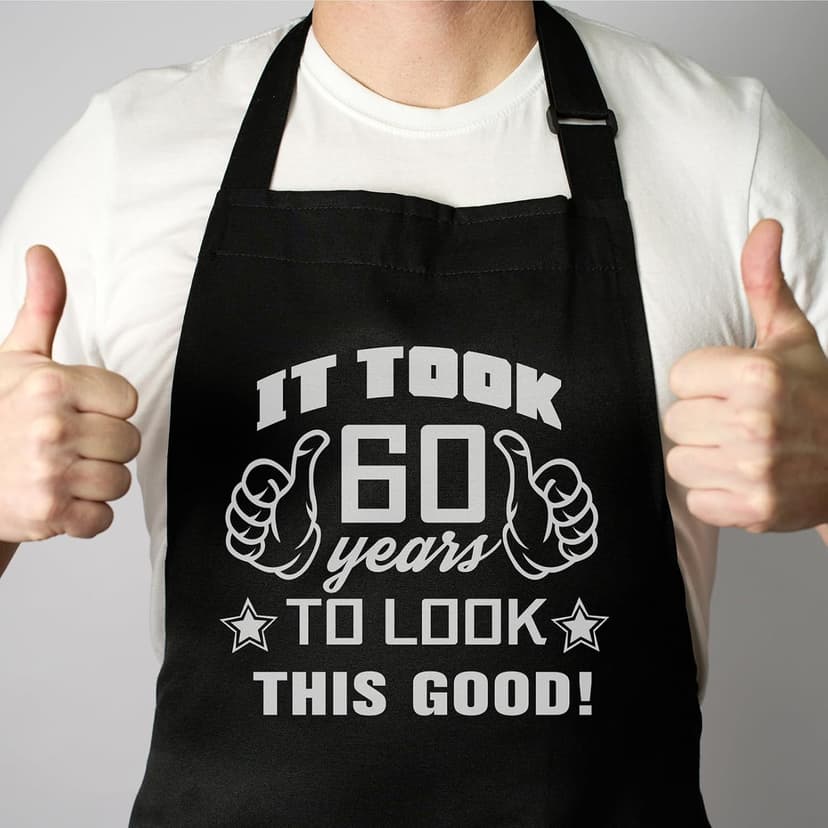 30th 50th 60th 70th Birthday Gifts for Men, Apron Gifts for Husband Wife Friends, Kitchen Chef Aprons with 2 Pockets