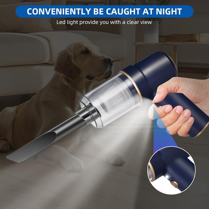 Bug Vacuum with Long Nozzle: 5 in 1 Handheld Cordless Car Vacuum Cleaner for Adults Car Home Office Garden, Rechargeable Strong Suction Insect Catcher for Spider Moth,Stink Bug (Blue)