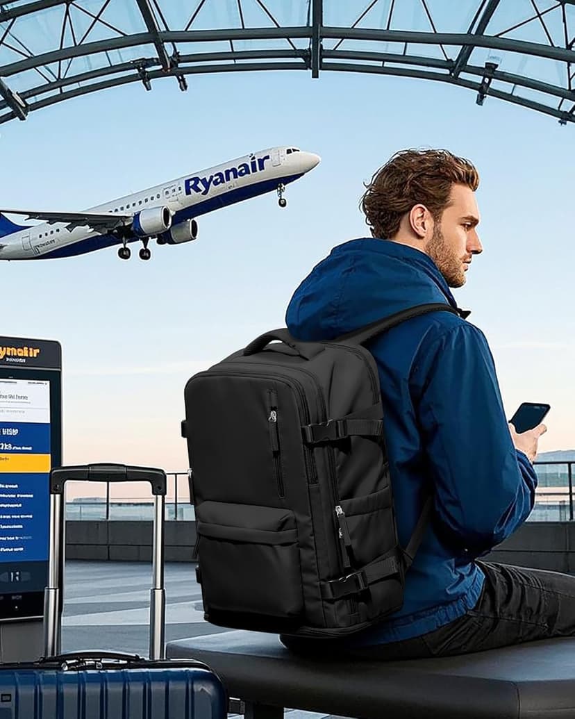 VGCUB Large Travel Backpack with Storage Compression Seal Bags for Clothing with Pump Vacuum System Carry on Personal Item Work Business Vacpack Laptop Backpack for Women Men Black