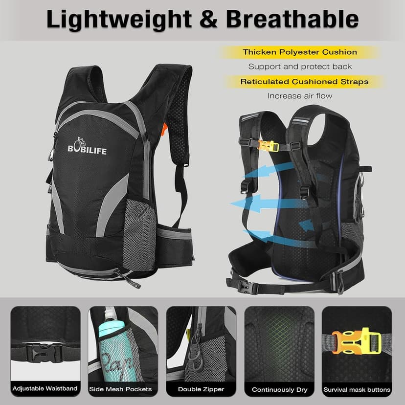 Bicycle Cycling Backpack - Water Resistant Biking and Bike Commuter Lightweight Backpack with Helmet Mesh Holder, Men and Women