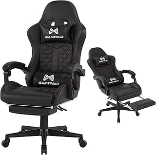 Gamtimer Gaming Chair, 400 lbs Adult Chair, High Back Computer Chair with Footrest and Linked Armrests, Office Video Game Chair with Lumbar Support (Black)