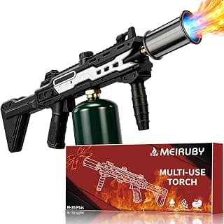 Powerful Propane Torch Gun, Gift for Men Dad, Culinary Blow Kitchen Cooking Torch for Steak Searing, Campfire Charcoal Starter for Blackstone Griddle Accessories (Tank Not included) Black Silver B0GY8KPHDB