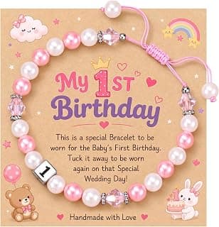 Adjustable 4-9 in Bracelet with Number Charm, Happy Birthday Gifts for Daughter Granddaughter Niece Little Girls Birthday Gifts for Kids, 1 2 Year Old Girl Birthday Bracelet B0H8SMJMX5