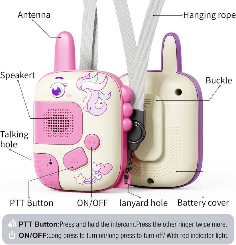 Walkie Talkies Toys for Girls:Unicorn Toys 2 Pack Birthday Gifts for 3 4 5-7 8 Year Old Girls Toy for 4 5 6 7 8-10 Year Old Camping Outdoor Game,Christmas Stocking Stuffers for Girls Kids B0D8QG23HQ