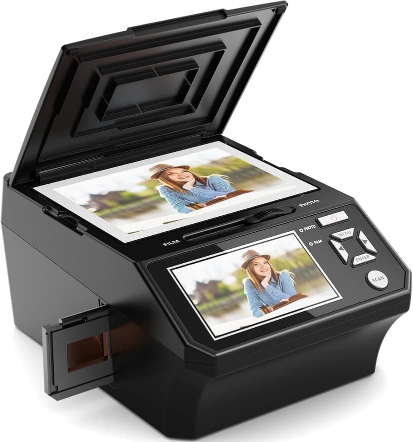 Film & Photo Scanner with 5" LCD Screen, Converts Photo, 135/110 Film Negatives & Slides, Business Card to 22MP Digital Photos, 8GB SD Card Included