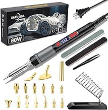 21-in-1 3D Printer Smoothing Tool Kit, 80W LCD Digital Adjustable Temperature Soldering Welding Iron Kit with Insert Brass Heatset Nuts & Soldering Tips, Fast Heating 3D Printing Modify Finishing Tool