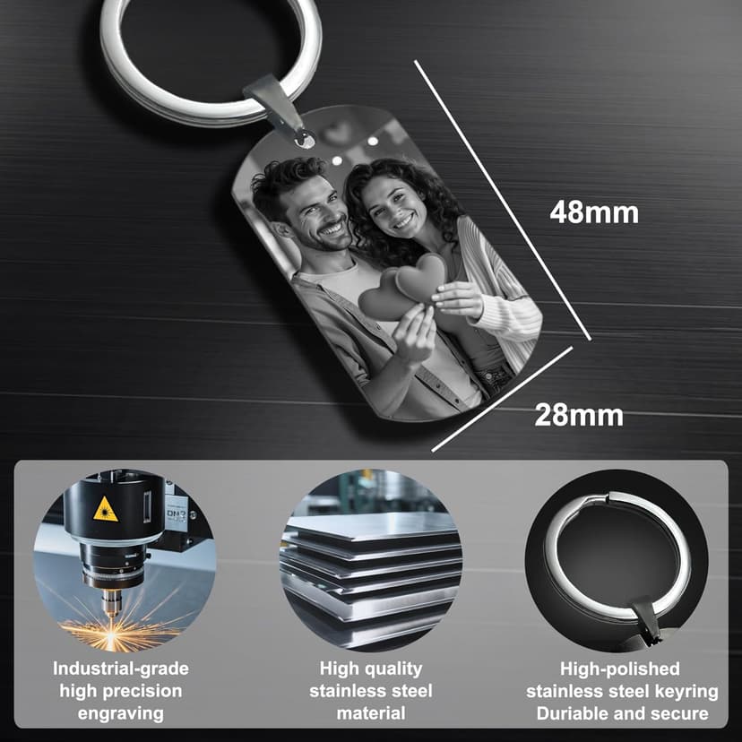 Queenberry Custom Keychain with Picture Personalized Photo Keychain Gift Valentines Day for Men Boyfriend