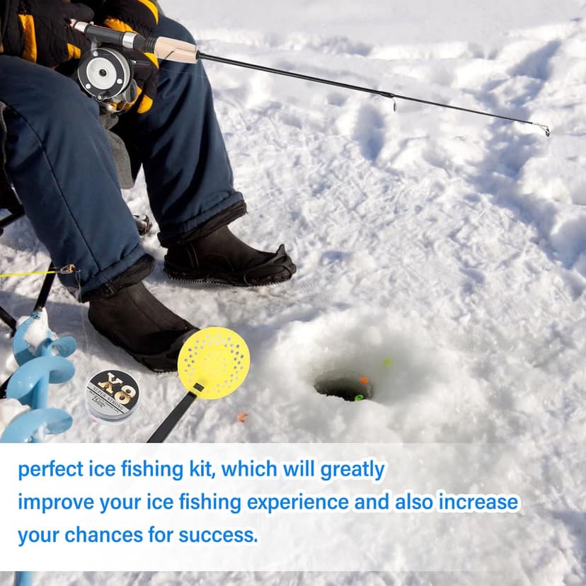 Fockety Ice Fishing Rod and Reel Combo, 29.5 inch Ultralight Spinning Ice Fishing Combos, High Visibility Ice Fishing Pole Ice Fishing Gear for Walleye, Perch, Panfish and Trout