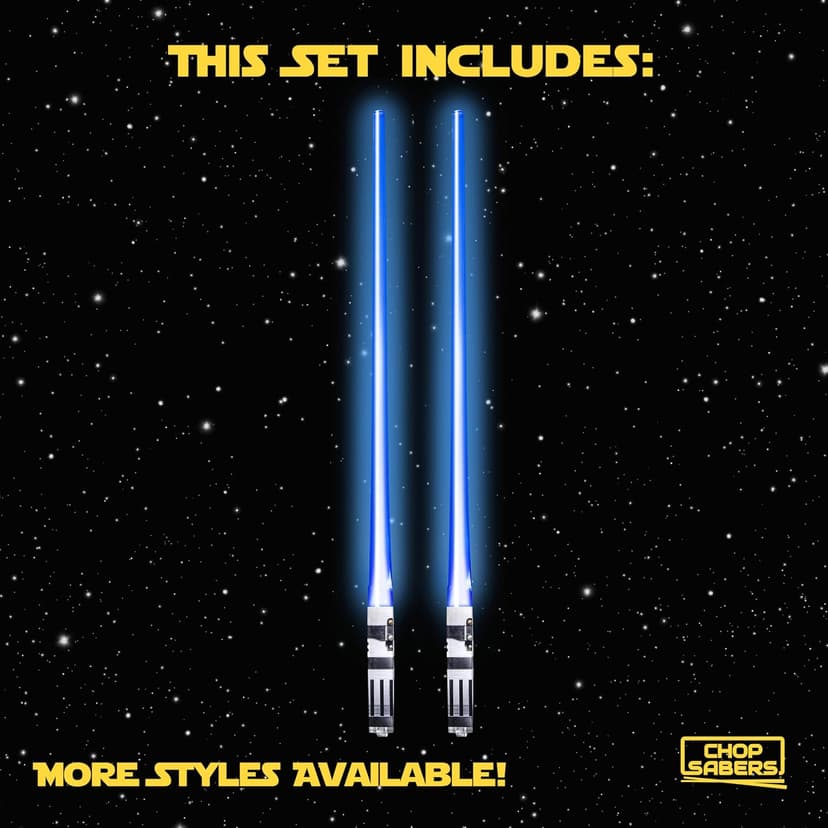 Lightsaber Chopsticks Light Up - LED Glowing Light Saber Star Wars Chop Sticks - Reusable Sushi Lightup Sabers Chopstick Set Of 1 Blue Pair