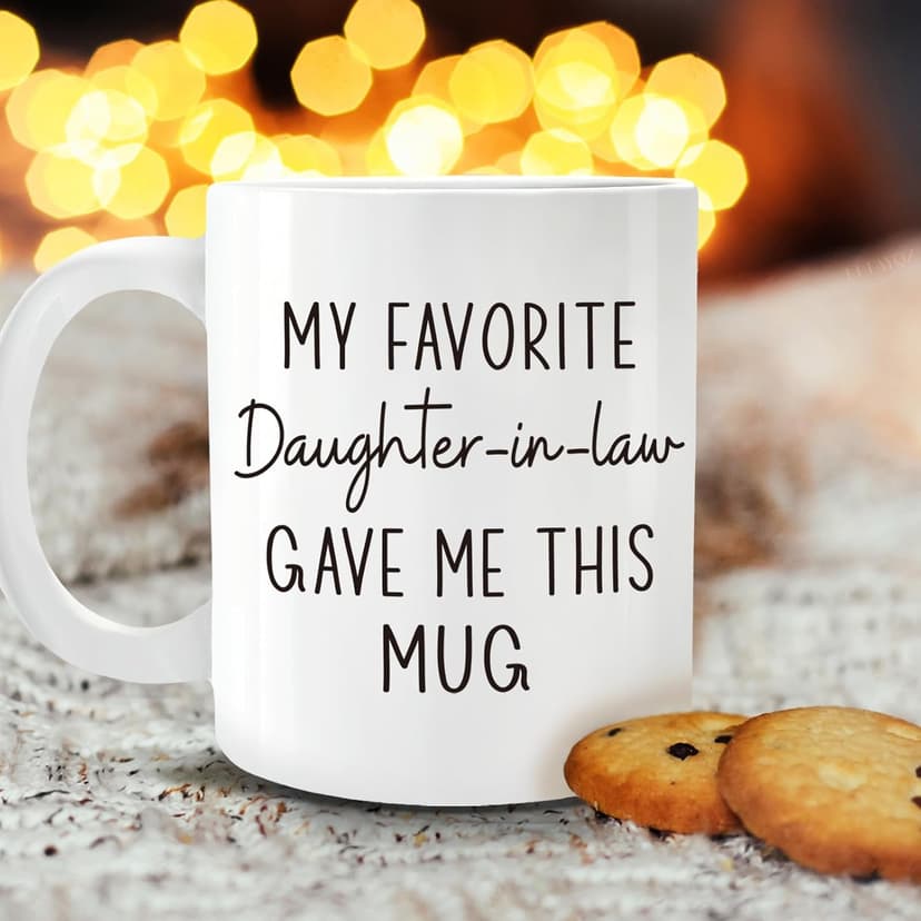 Funny Father / Mother in Law Mug Gift from daughter-in-law, My Favorite Daughter-in-Law Gave Me This mug, Novelty Birthday Thanksgiving Christmas Mug Gifts Ideas for Father-in-Laws Mother-in-Laws-80 B0FR12TV3M