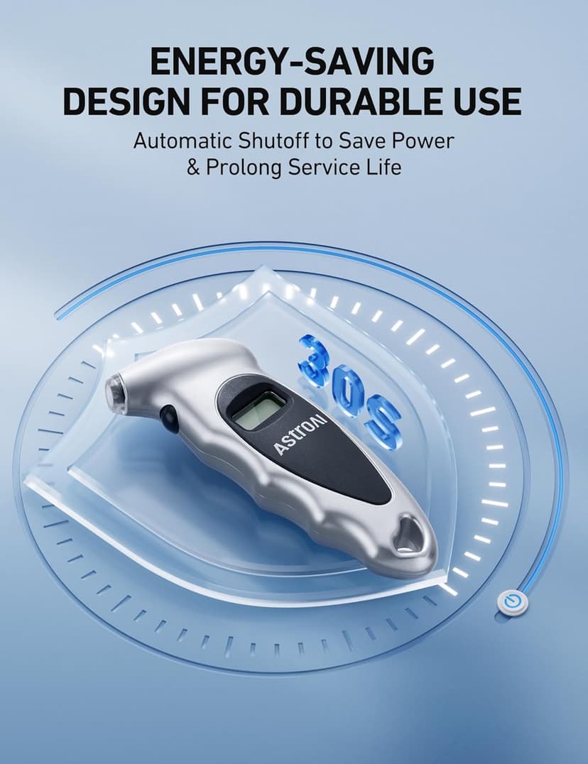 AstroAI Digital Tire Pressure Gauge 0-150PSI Calibrated to ANSI B40.7 +/-1PSI, Accurate in 0.1 Increments, 4 Units for Car Truck Bicycle with Backlight LCD, Silver