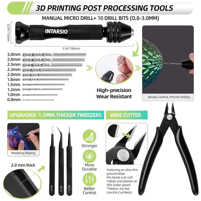 76pcs 3D Printer Tools Kit with Bag, 3D Printer Accessories includes Digital Caliper, Hygrometer, PTFE Tube Kit, Deburring Tool, Scrapers, Nozzle Cleaning, for Bambu Lab, Ender 3, FDM/SLA Printers etc