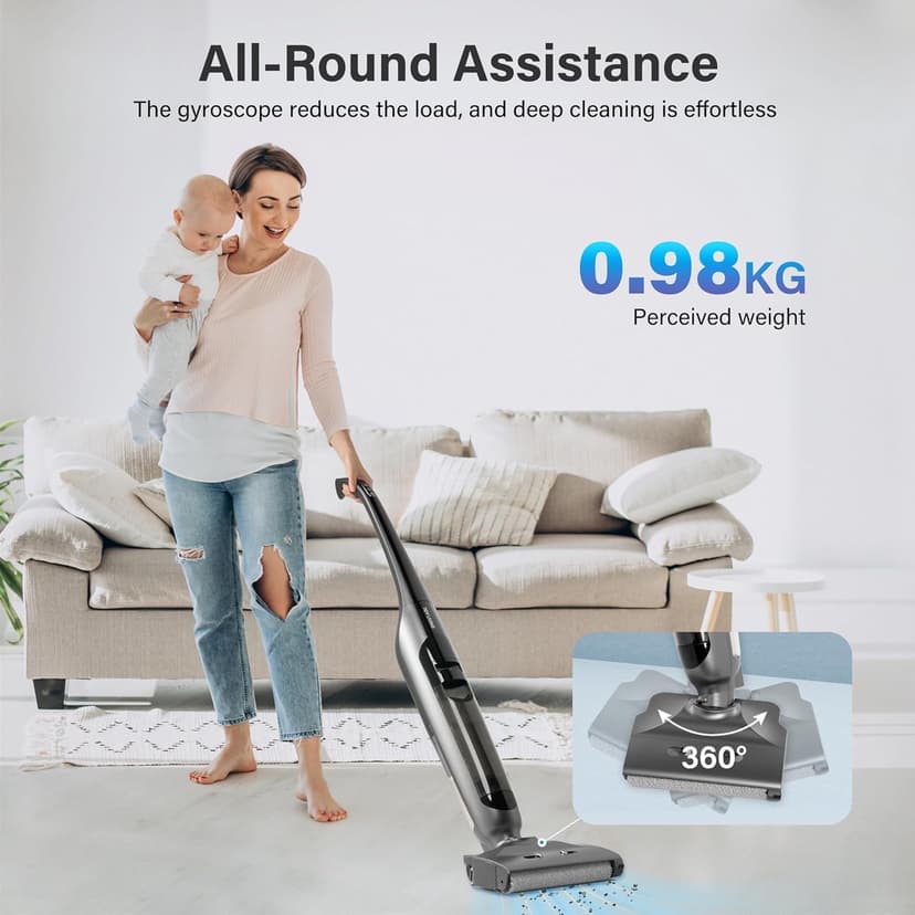 Xcity Cordless Wet Dry Vacuum Cleaner & Mop Combo - Self-Cleaning, Aromatherapy, 50Mins Runtime - Stick Vacuum for Pet Hair, Hardwood Floor, Carpet