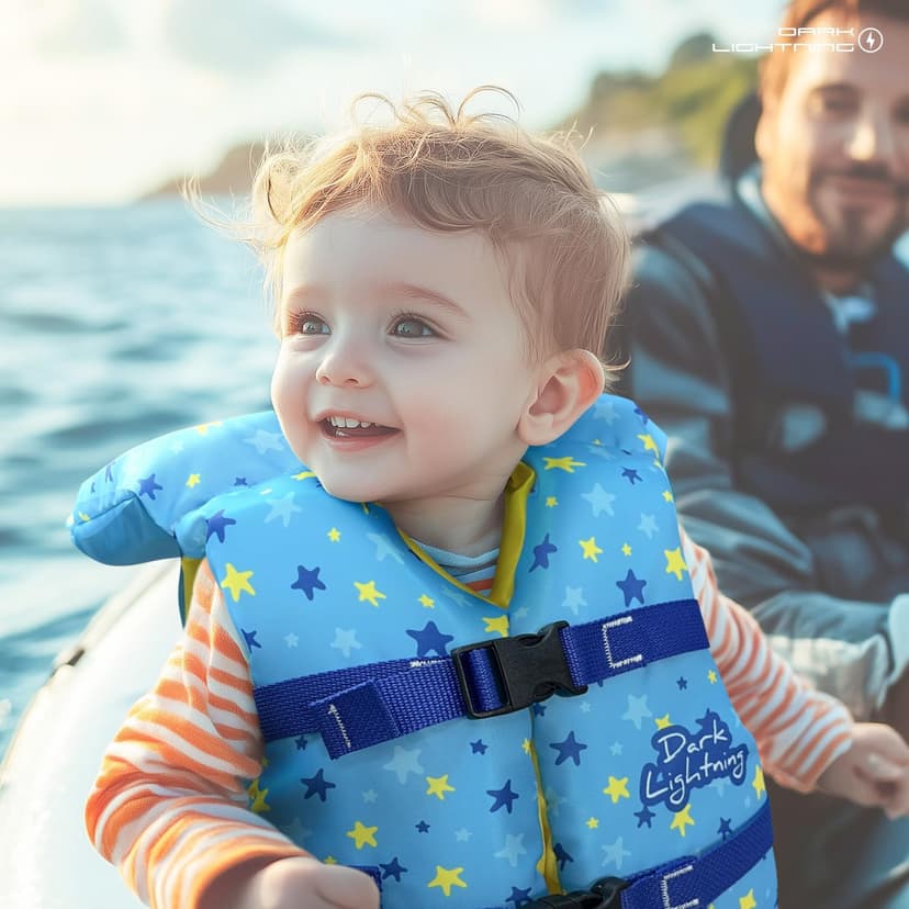 Dark Lightning USCG Approved Infant Life Jacket 0-30 lbs, Toddler Swim Vest and Baby Life Vest for 1-3 Years, 20-30 lbs, Headrest, Leg Strap and Grab Handle